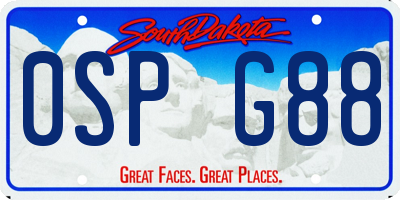 SD license plate 0SPG88