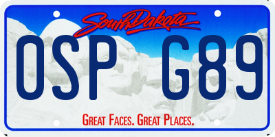 SD license plate 0SPG89