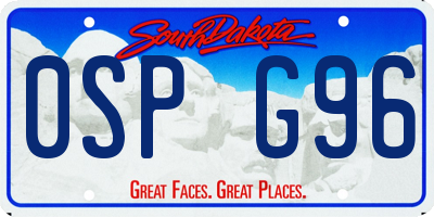 SD license plate 0SPG96