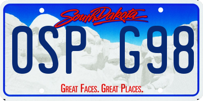SD license plate 0SPG98