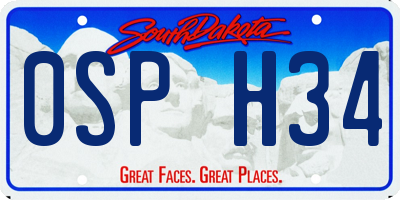 SD license plate 0SPH34