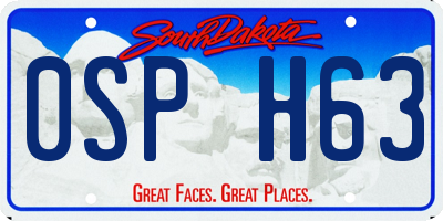 SD license plate 0SPH63
