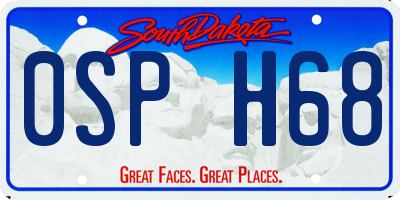 SD license plate 0SPH68