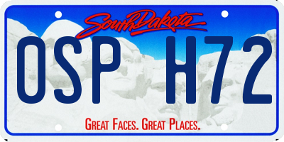 SD license plate 0SPH72