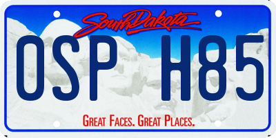 SD license plate 0SPH85