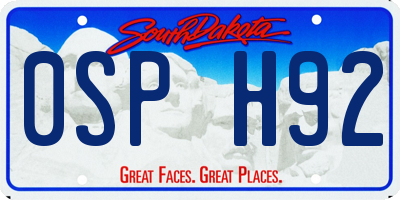 SD license plate 0SPH92