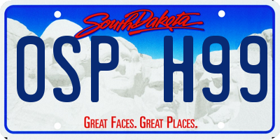 SD license plate 0SPH99