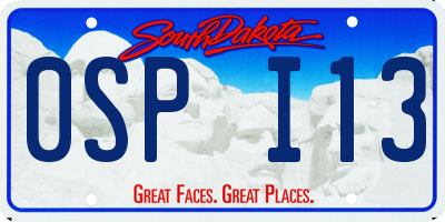 SD license plate 0SPI13