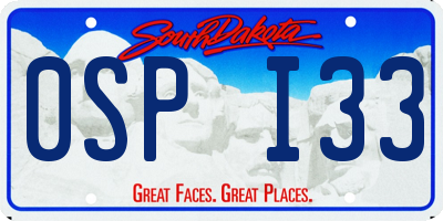 SD license plate 0SPI33