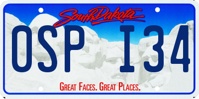 SD license plate 0SPI34