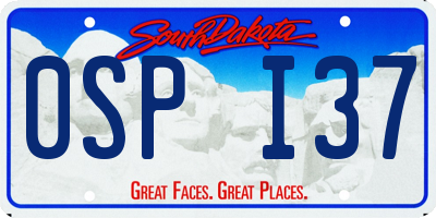 SD license plate 0SPI37