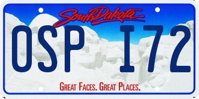 SD license plate 0SPI72