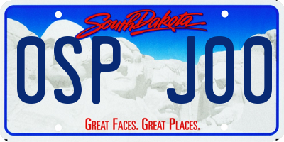 SD license plate 0SPJ00
