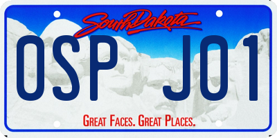 SD license plate 0SPJ01