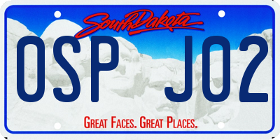 SD license plate 0SPJ02