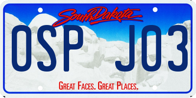 SD license plate 0SPJ03