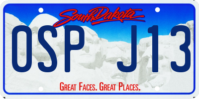 SD license plate 0SPJ13