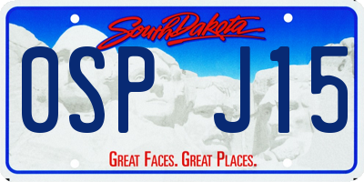 SD license plate 0SPJ15