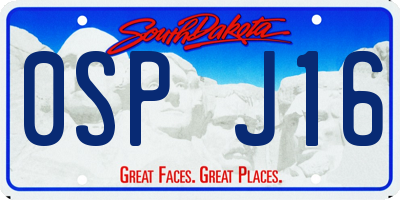 SD license plate 0SPJ16
