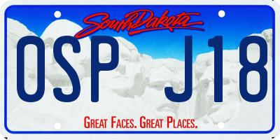 SD license plate 0SPJ18