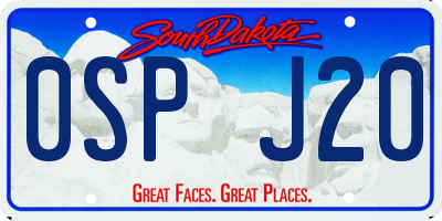 SD license plate 0SPJ20