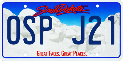 SD license plate 0SPJ21