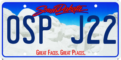 SD license plate 0SPJ22