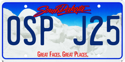 SD license plate 0SPJ25