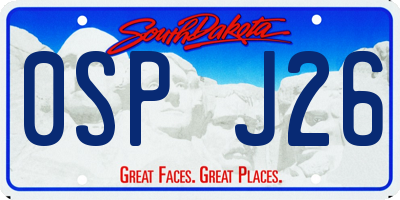 SD license plate 0SPJ26