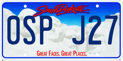SD license plate 0SPJ27