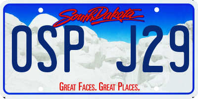 SD license plate 0SPJ29