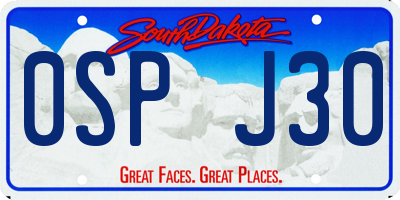 SD license plate 0SPJ30