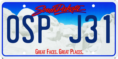 SD license plate 0SPJ31