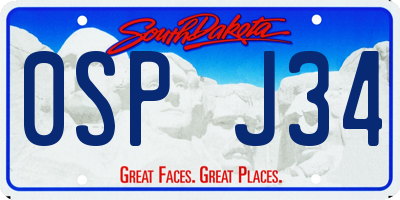 SD license plate 0SPJ34