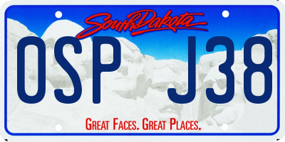 SD license plate 0SPJ38