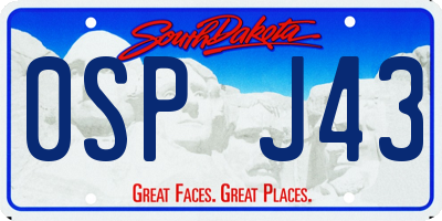 SD license plate 0SPJ43