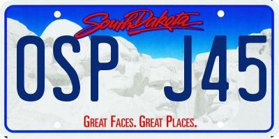 SD license plate 0SPJ45