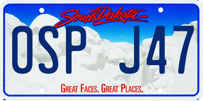 SD license plate 0SPJ47
