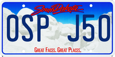 SD license plate 0SPJ50