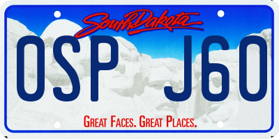 SD license plate 0SPJ60
