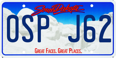 SD license plate 0SPJ62