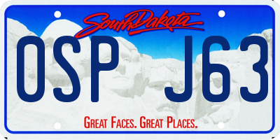 SD license plate 0SPJ63