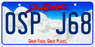 SD license plate 0SPJ68