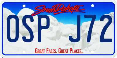 SD license plate 0SPJ72