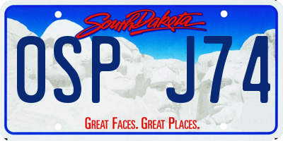 SD license plate 0SPJ74