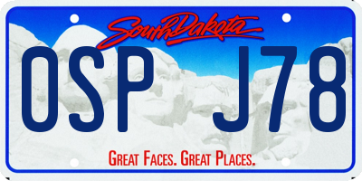 SD license plate 0SPJ78