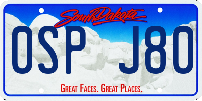 SD license plate 0SPJ80