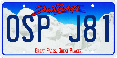 SD license plate 0SPJ81