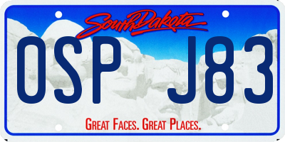 SD license plate 0SPJ83