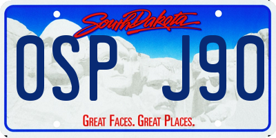 SD license plate 0SPJ90